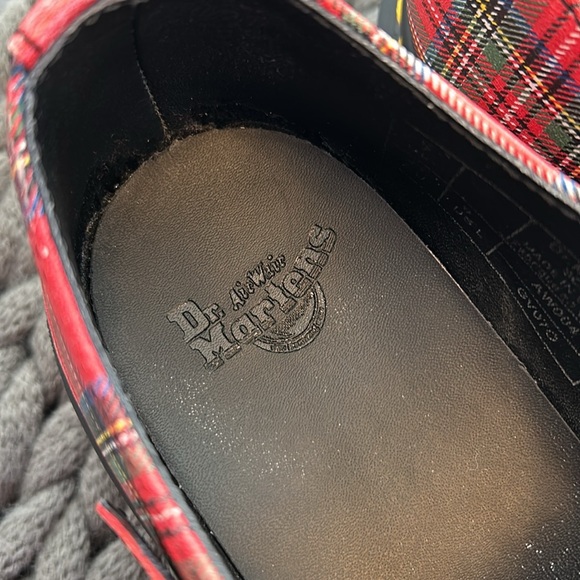 Dr Marten Polley Stewart Tartan Plaid Sophia Mary Jane Leather Shoe Red 41 9 New - Picture 7 of 14
